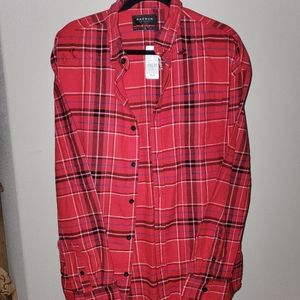 NWT, L, Pacsun Boxy Fit Distressed Flannel